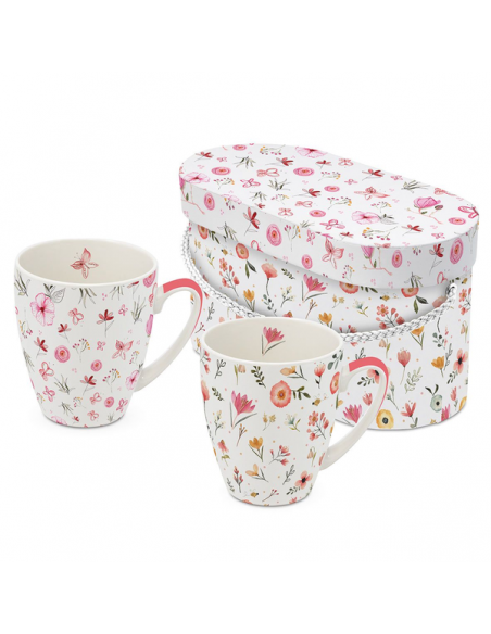 Łąka Kwiatowa Kubki Porcelanowe w Ozdobnym Pudełku 350 ml, 2 szt.