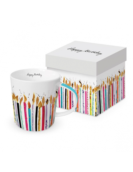 Świeczki Urodzinowe Kubek Porcelanowy w Ozdobnym Pudełku 350 ml