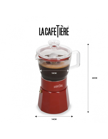 La Cafetiere Szklana Kawiarka Verona Czerwona, 290 ml