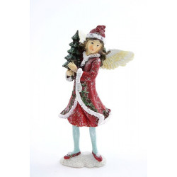 Figurka Zimowa dziewczynka z choinką 15cm