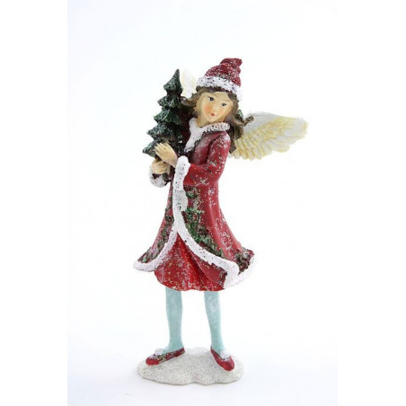 Figurka Zimowa dziewczynka z choinką 15cm
