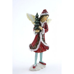 Figurka Zimowa dziewczynka z choinką 15cm 2