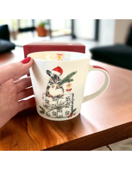 Świąteczna Myszka Kubek Porcelanowy w Ozdobnym Pudełku 350 ml