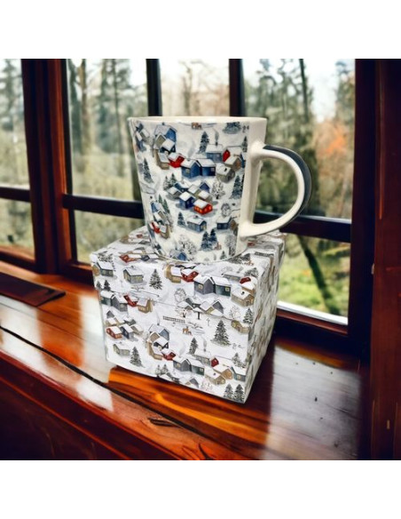 "Zimowe Miasteczko" Kubek Porcelanowy w Ozdobnym Pudełku 350 ml