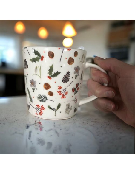 "Kwiaty, Owoce, Orzechy" Kubek Porcelanowy w Ozdobnym Pudełku 350 ml