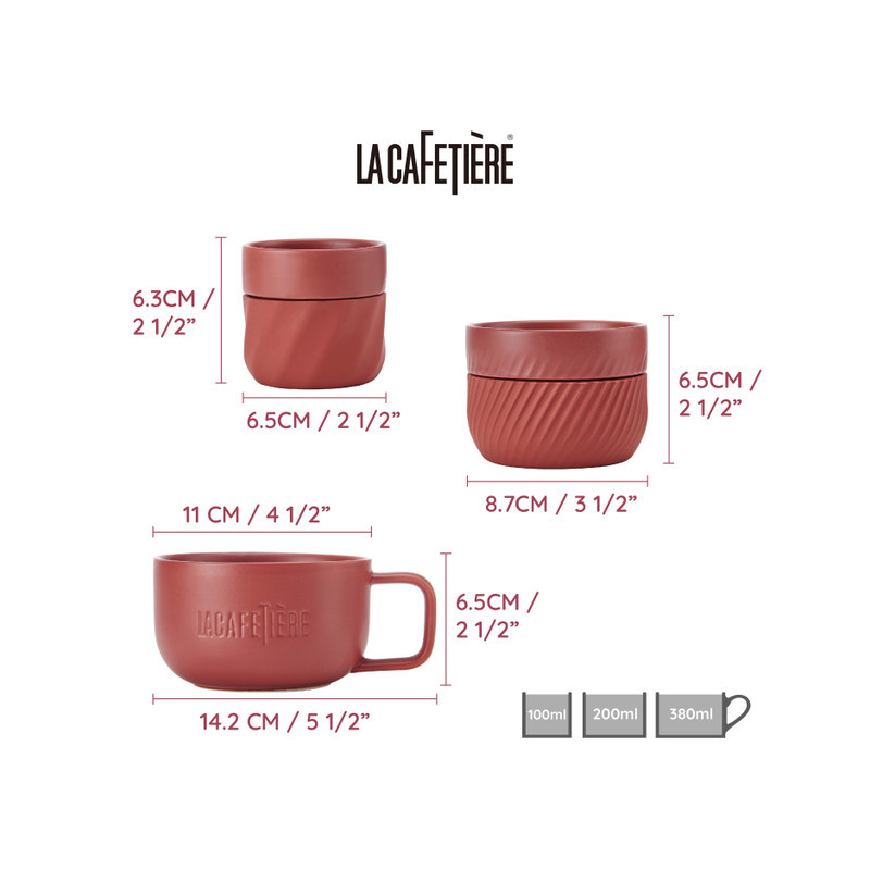 La Cafetiere Kubki do Kawy Czerwone 3...