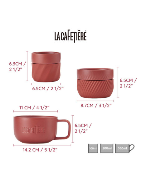 La Cafetiere Kubki do Kawy Czerwone 3 szt. 