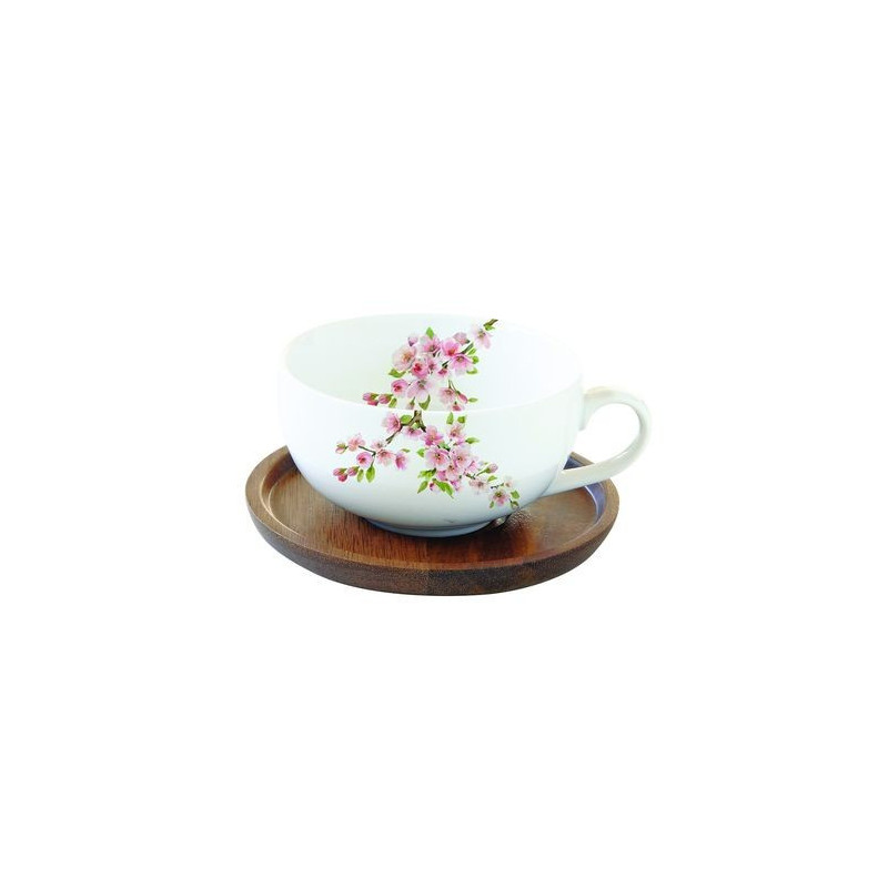 SAKURA Filiżanka z drewnianym spodkiem 250ml