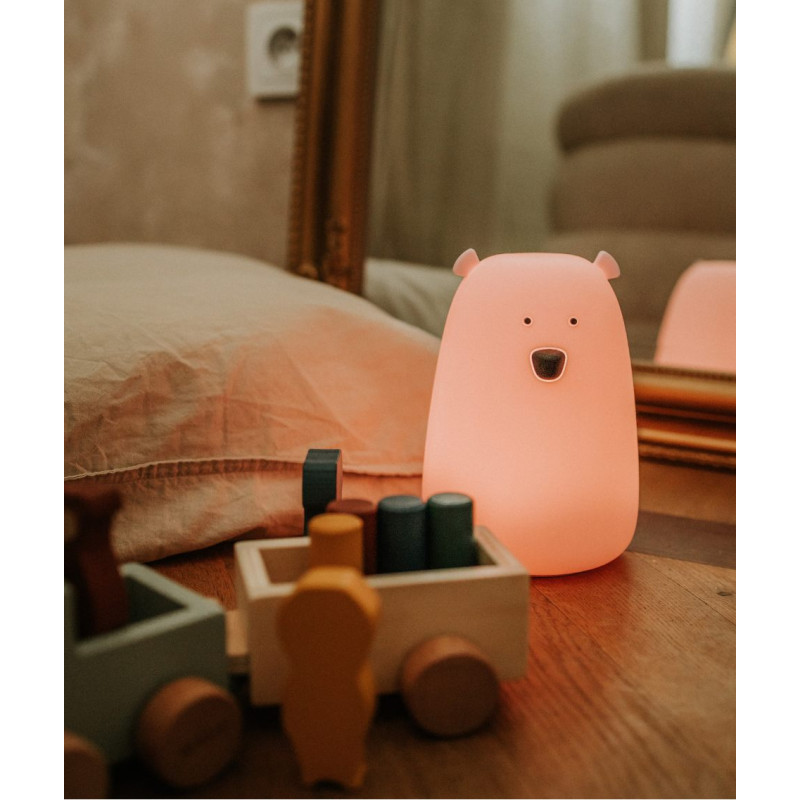 Miś Duży Lampka Silikonowa Różowa