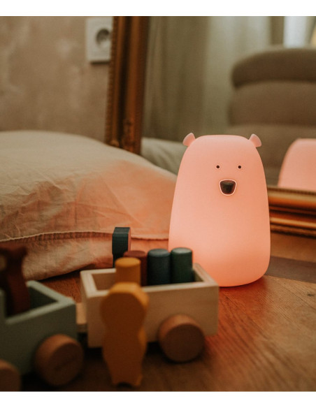 Miś Duży Lampka Silikonowa Różowa