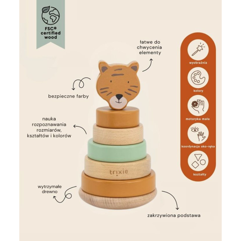Tygrys Drewniana Piramida z Podstawą
