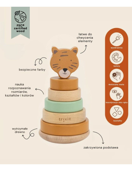 Tygrys Drewniana Piramida z Podstawą