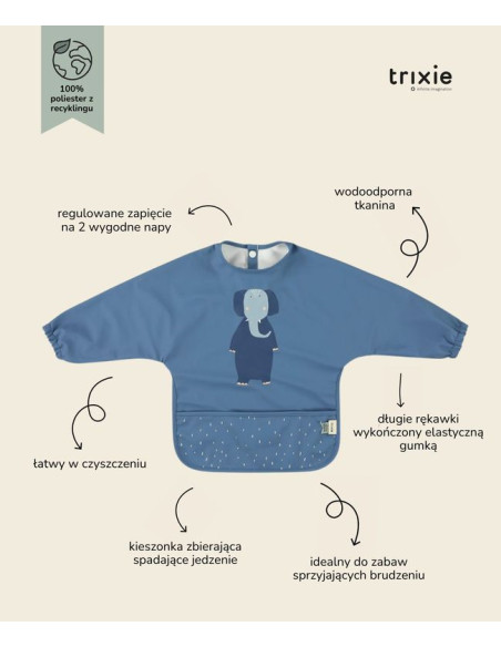 Słoń Wodoodporny Śliniak z Długimi Rękawkami