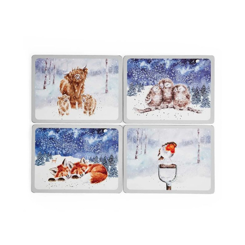 Zwierzęta Zima Podkładki Duże 4 szt.