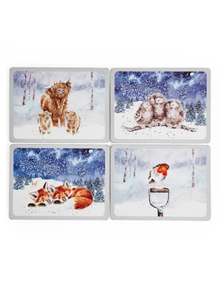 Zwierzęta Zima Podkładki Duże 4 szt.