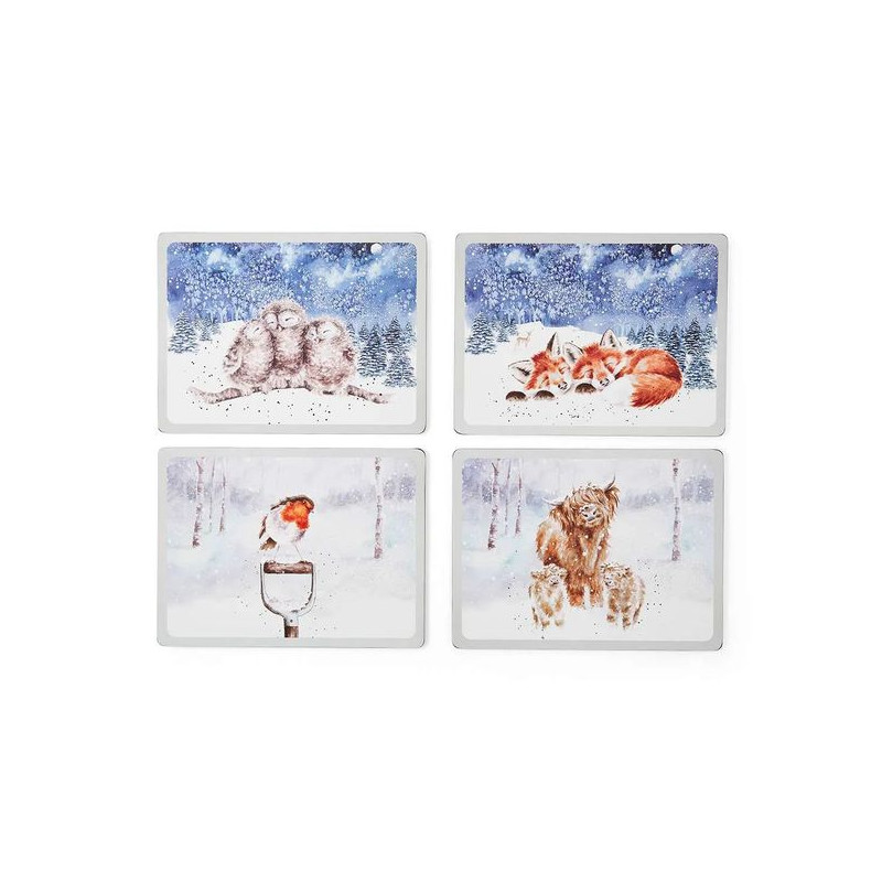 Zwierzęta Zima Podkładki Średnie 4 szt.