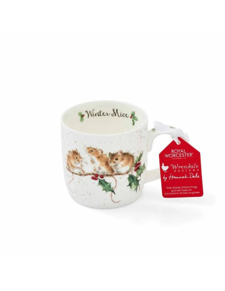 Myszki na Gałązce Ostrokrzewu Kubek Porcelanowy 310 ml