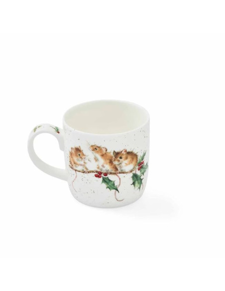 Myszki na Gałązce Ostrokrzewu Kubek Porcelanowy 310 ml