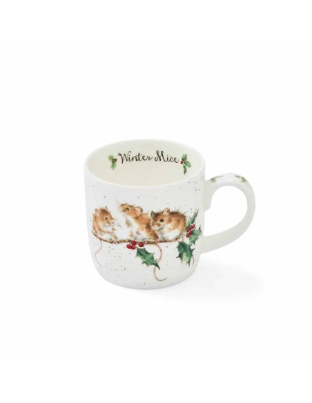 Myszki na Gałązce Ostrokrzewu Kubek Porcelanowy 310 ml