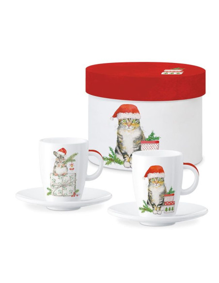 Kot i Mysz Filiżanki do Espresso w Ozdobnym Pudełku 80 ml