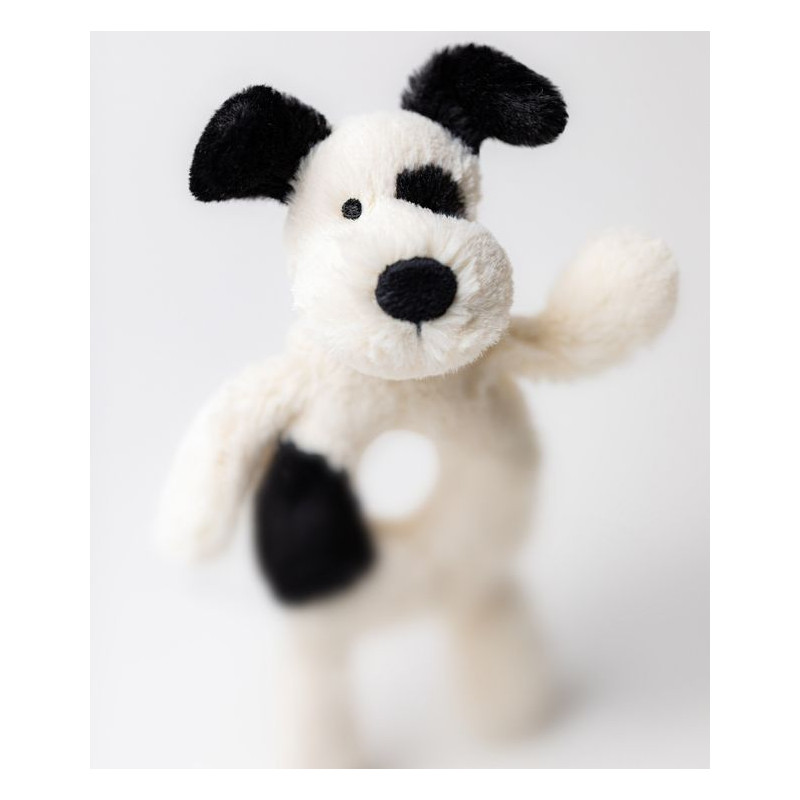 Łaciaty Piesek Grzechotka Kremowa 18 cm