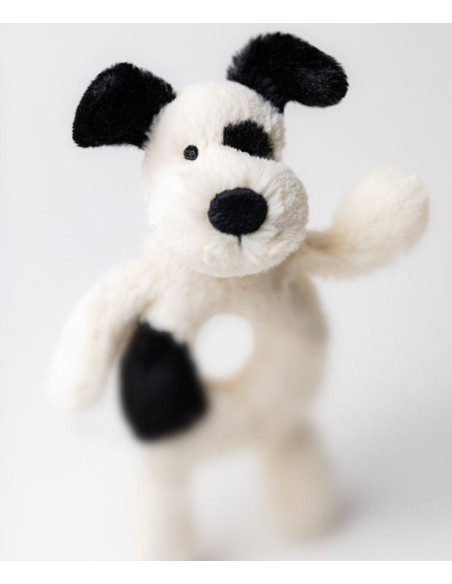 Łaciaty Piesek Grzechotka Kremowa 18 cm