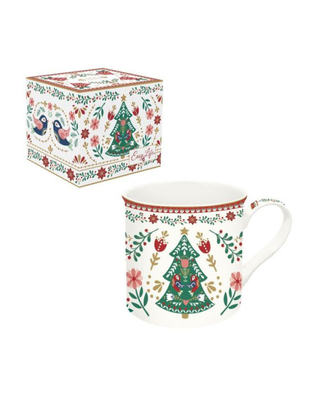 Christmas Folk Choinka Kubek Porcelanowy w Ozdobny