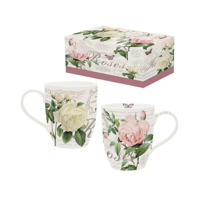 Róże Kubki Porcelanowe w Ozdobnym...