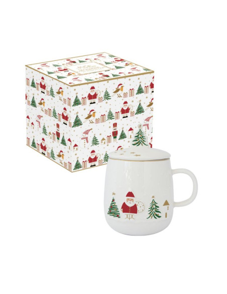 Magia Świąt Mikołaj Kubek Porcelanowy z Zaprzaczem