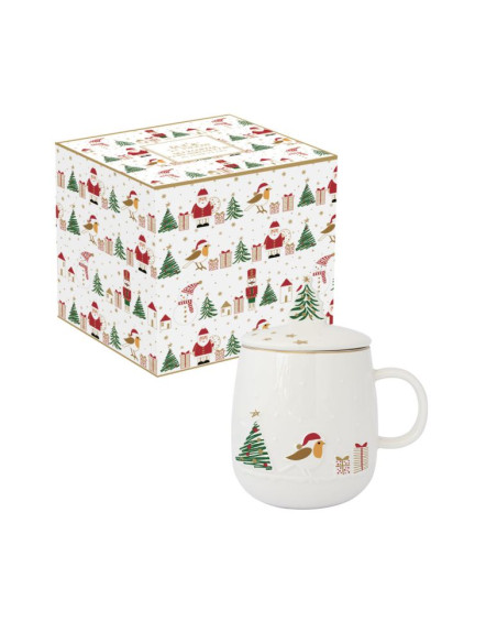 Magia Świąt Ptaszek Kubek Porcelanowy z Zaprzaczem