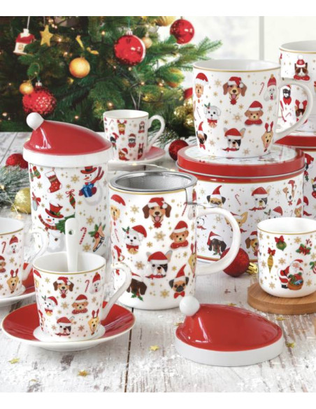 Świąteczne Mikołaje Kubek Porcelanowy z Zaprzaczem