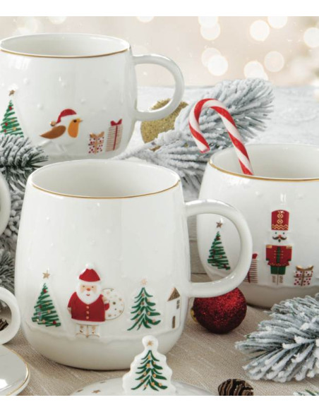 Magia Świąt Mikołaj Kubek Porcelanowy z Zaprzaczem