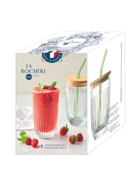 Ouessant Szklanka ze Szklaną Słomką i Pokrywką 400 ml
