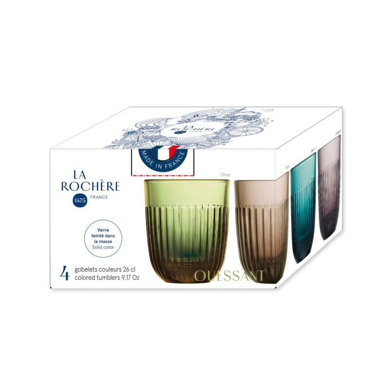 Ouessant Szklanki Kolorowe 4 szt. 240 ml