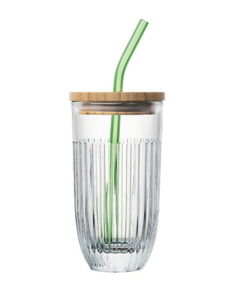 Ouessant Szklanka ze Szklaną Słomką i Pokrywką 400 ml