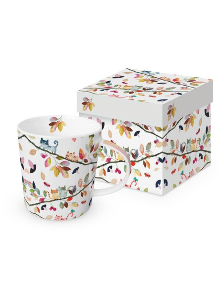 Jesienne Kotki Kubek Porcelanowy w Ozdobnym Pudełku 350 ml