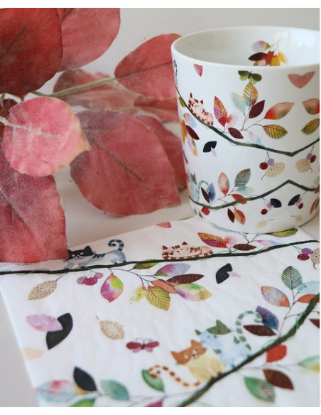 Jesienne Kotki Kubek Porcelanowy w Ozdobnym Pudełku 350 ml