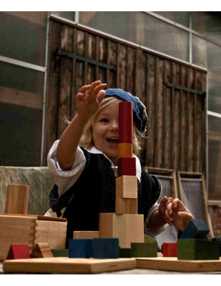 Drewniane Klocki w Skrzynce – Barwa Zimna, 54 Elementy