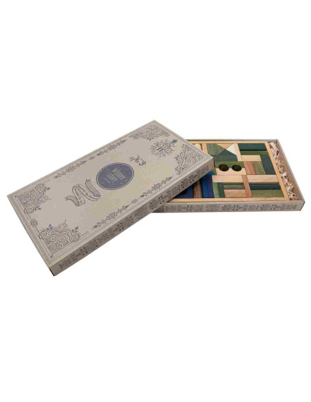 Drewniane Klocki w Skrzynce – Barwa Zimna, 54 Elementy