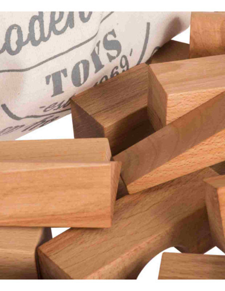 Drewniane Klocki w Worku – Naturalne, XL 50 elementów