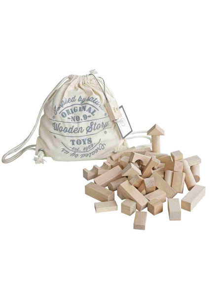 Drewniane Klocki w Worku – Surowe, 50 elementów