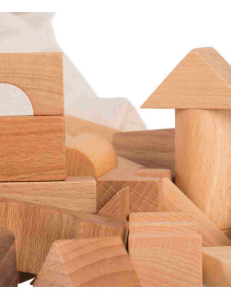 Drewniane Klocki w Worku – Naturalne, 100 elementów