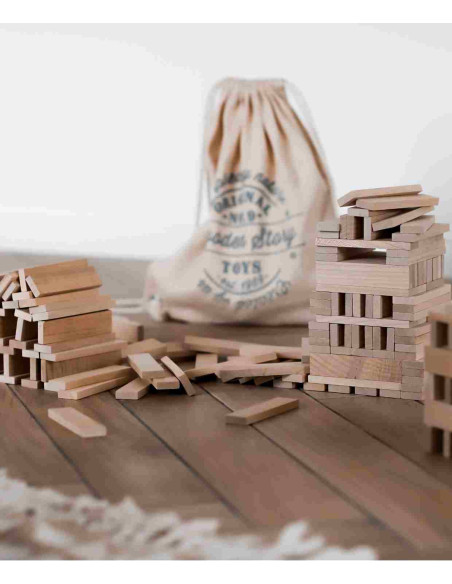 Drewniane Klocki Architektoniczne w Worku – 100 elementów