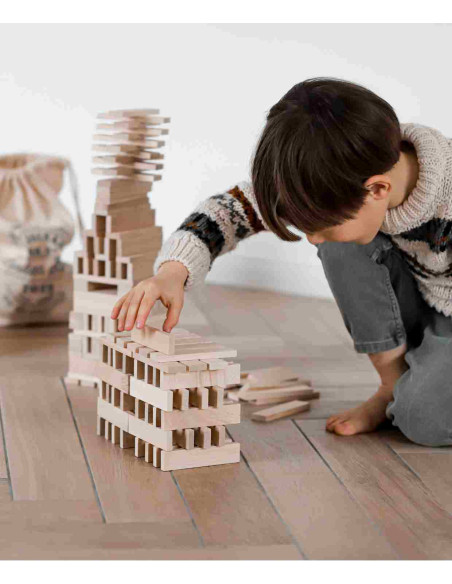 Drewniane Klocki Architektoniczne w Worku – 100 elementów