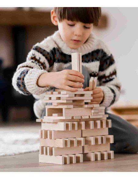 Drewniane Klocki Architektoniczne w Worku – 200 elementów