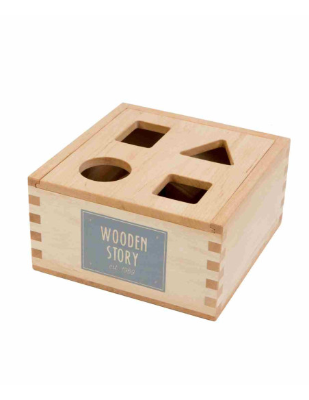 Drewniany Box do Sortowania Kształtów – Naturalny