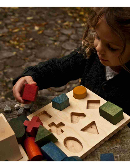 Drewniane Klocki do Sortowania Kształtów – Kolorowe