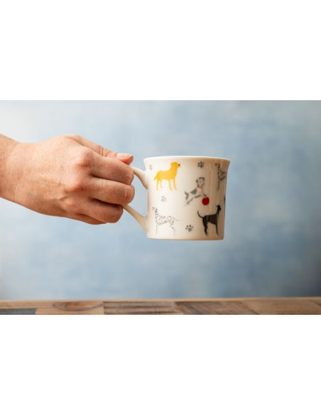 Mikasa, Kubek Porcelanowy Ryflowany Psy – 250 ml