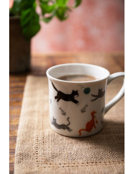 Mikasa, Kubek Porcelanowy Ryflowany Koty – 250 ml