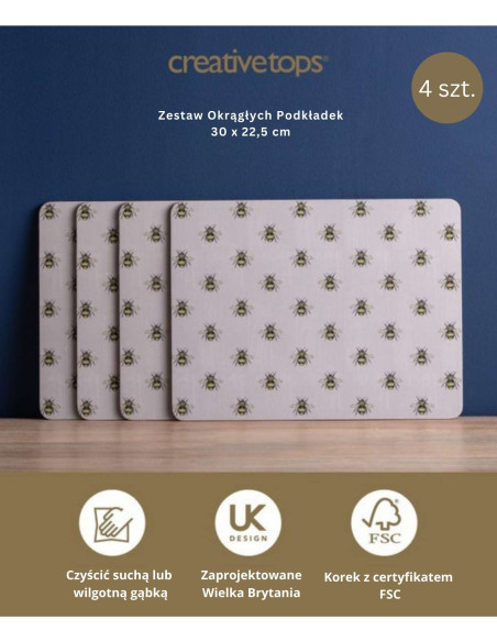 Pszczoły Podkładki Średnie Premium – 4 szt.